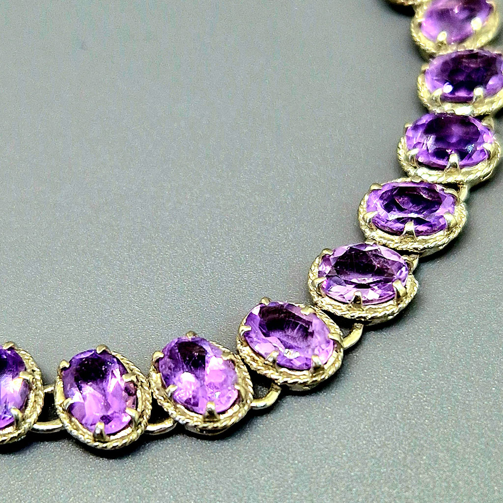 Браслет из камня аметист, 20 см, НГ-12490