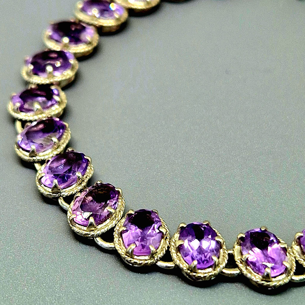 Браслет из камня аметист, 20 см, НГ-12490