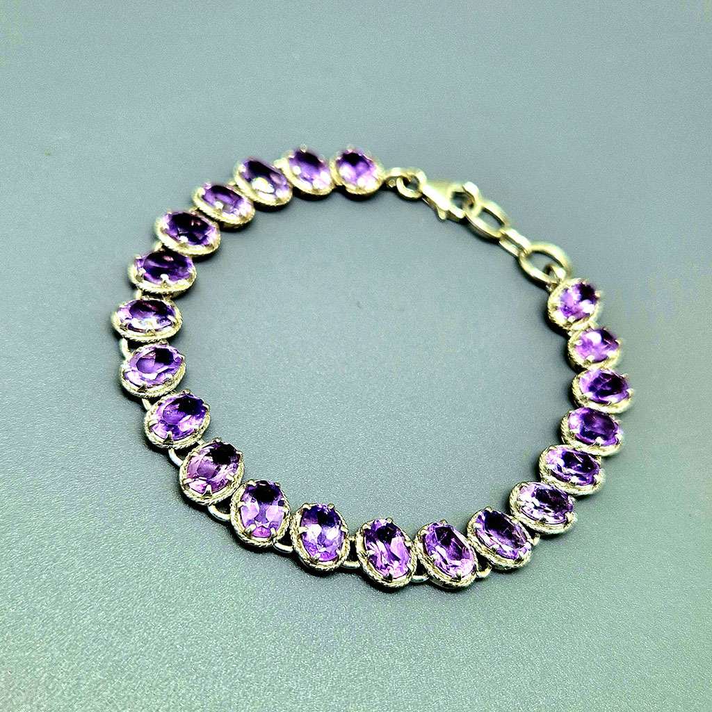 Браслет из камня аметист, 20 см, НГ-12490