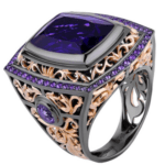 перстень с аметистом из серебра Монарх