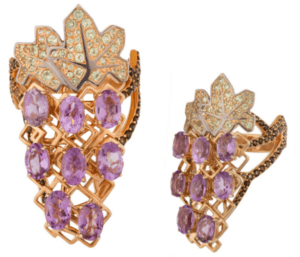 золотое кольцо с аметистом Виноград