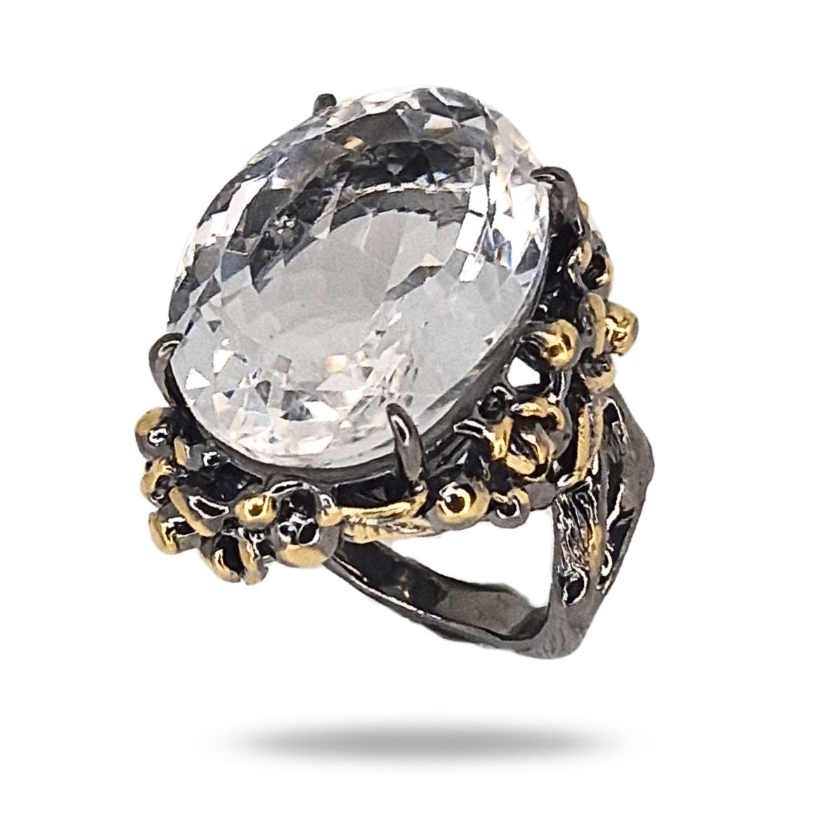 Кольцо из серебра с горным хрусталем Ракурс 2