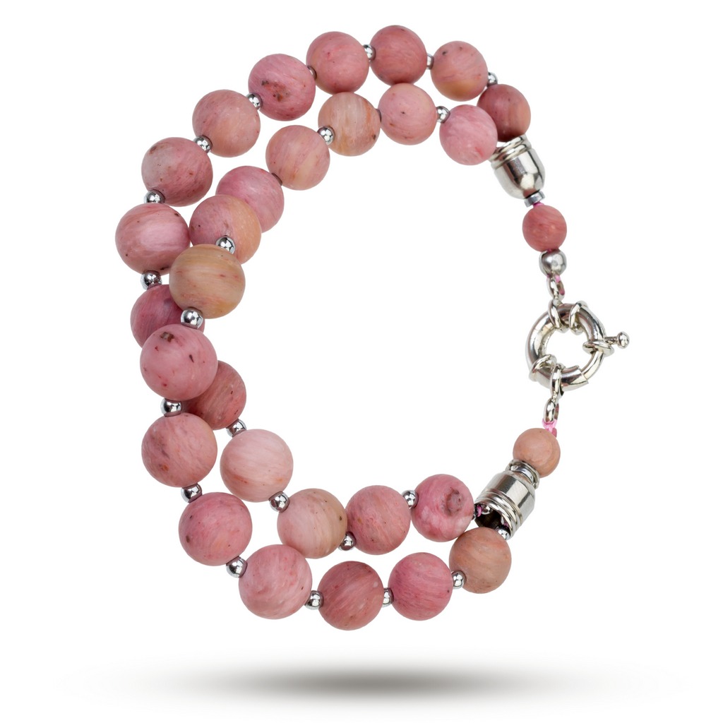 Браслет камень матовый родонит фото 1