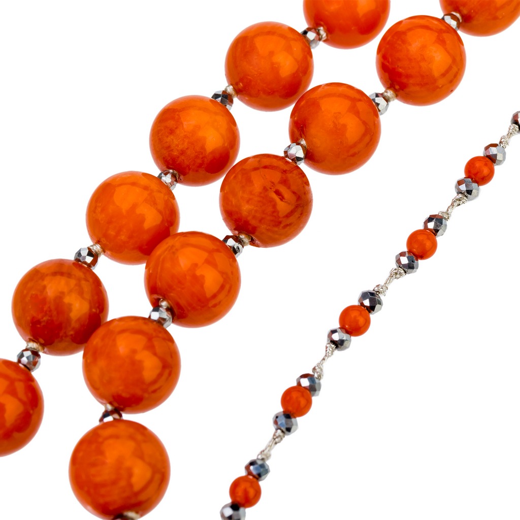 Браслет камень коралл марказит фото 3