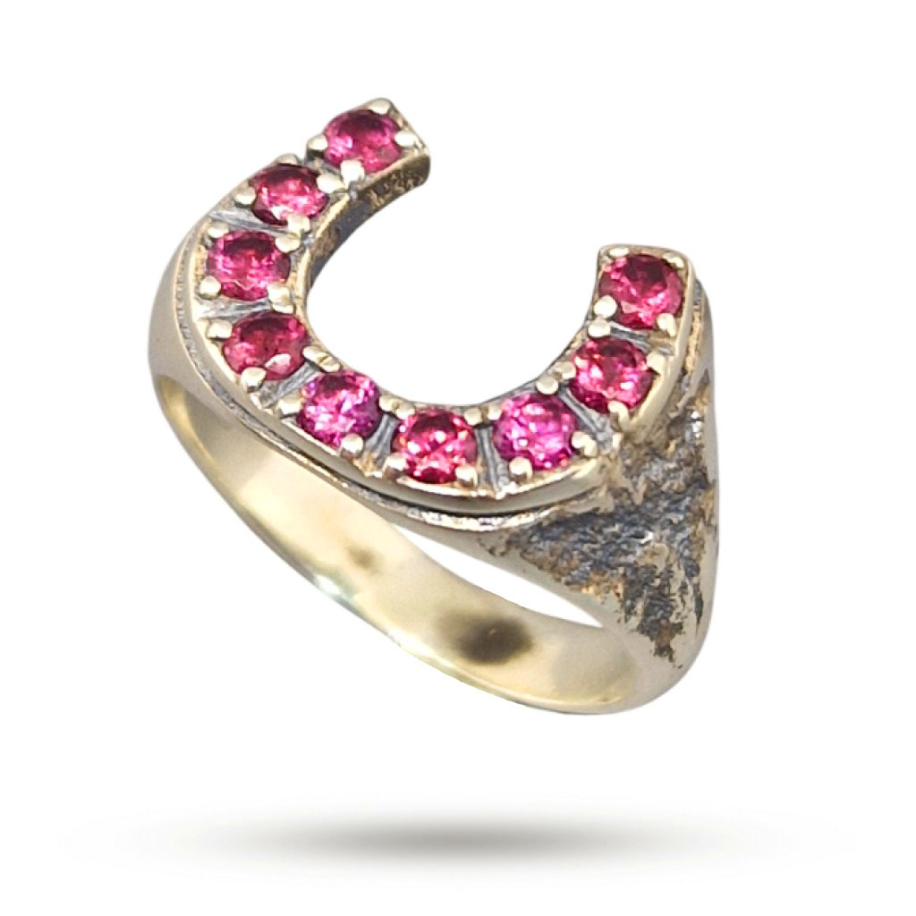 Кольцо из серебра с 9 камнями родолит 0,73ct