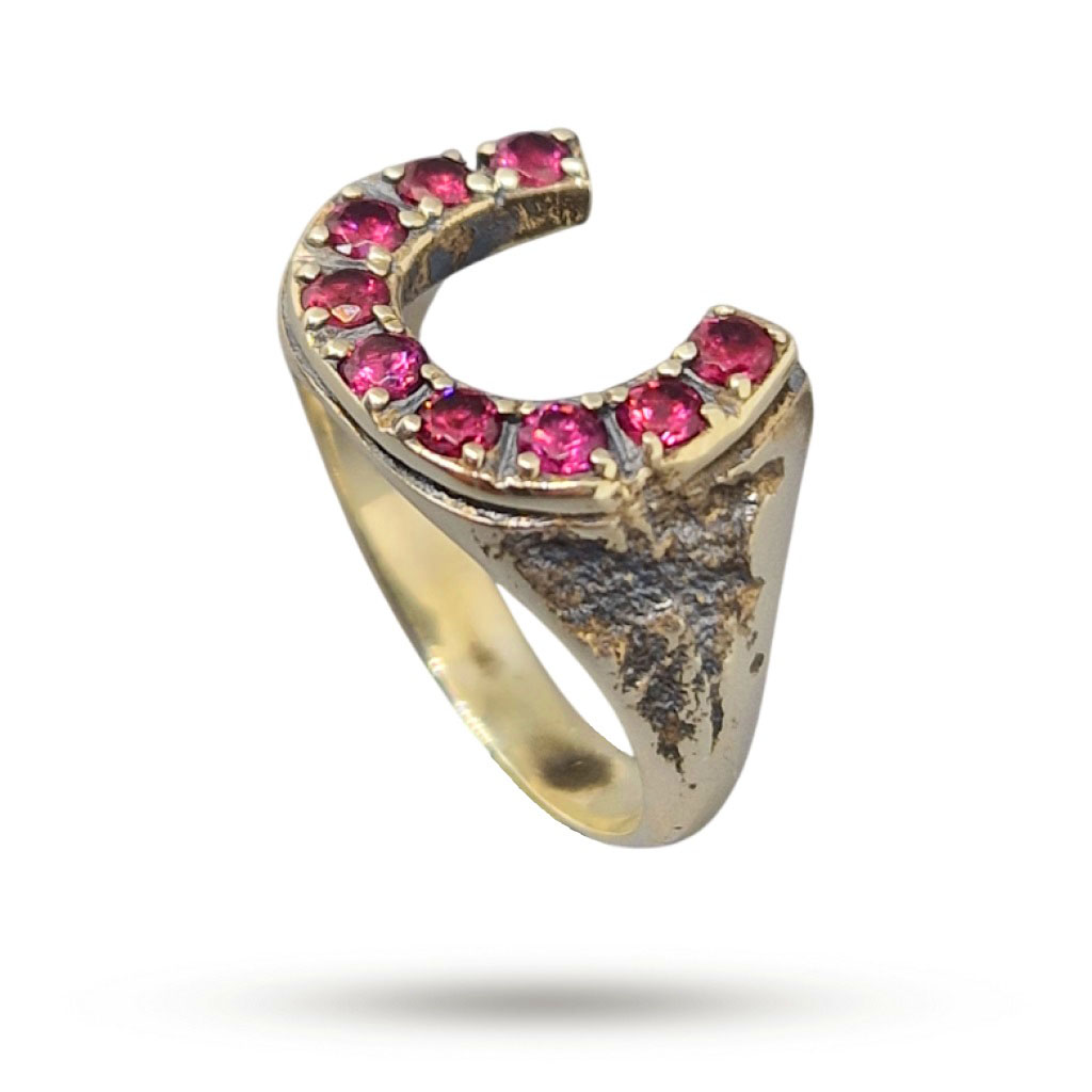 Кольцо из серебра с 9 камнями родолит 0,73ct