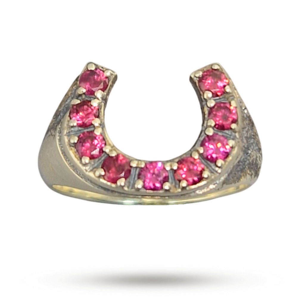 Кольцо из серебра с 9 камнями родолит 0,73ct