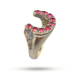 Кольцо из серебра с 9 камнями родолит 0,73ct